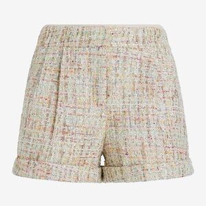 Stylist High Waisted Sequin Tweed Pleated Shorts